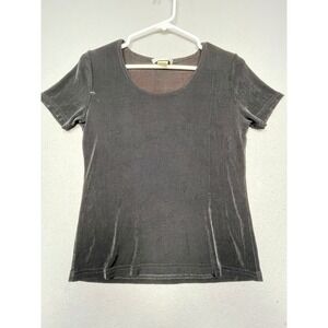 Frazier Lawrence Top Short Sleeve Solid Black Small Womens